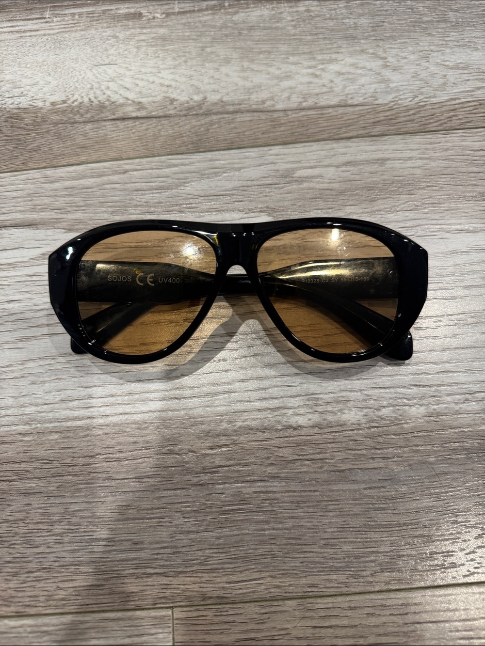 Men's Black Frame Sunglasses with Brown Lenses